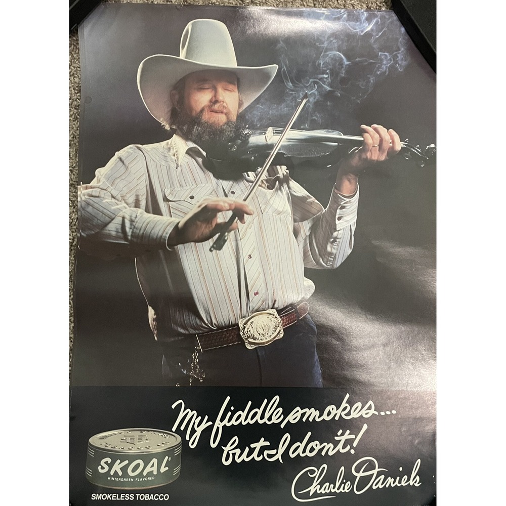Vintage 1983 Charlie Daniels Skoal Smokeless Tobacco Fiddle Poster 15.5x21